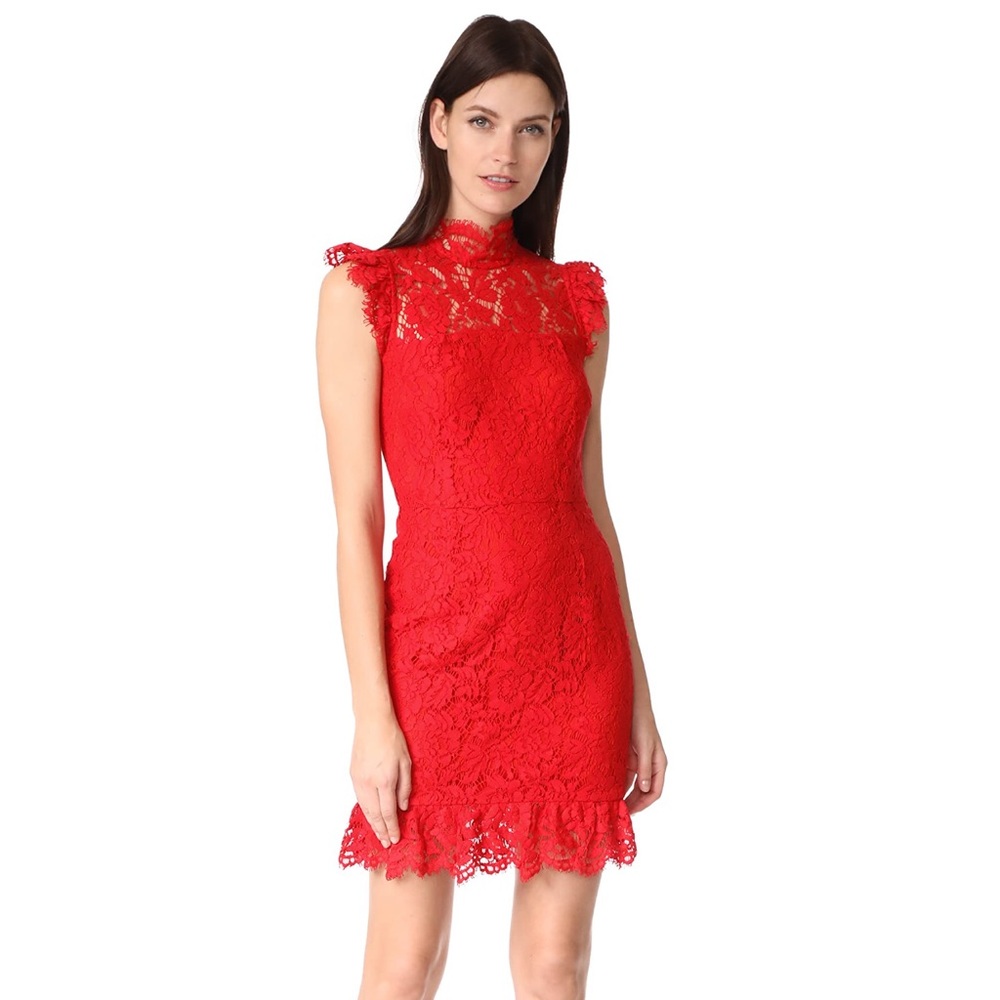 Aijek for Shopbop high neck lace mini dress